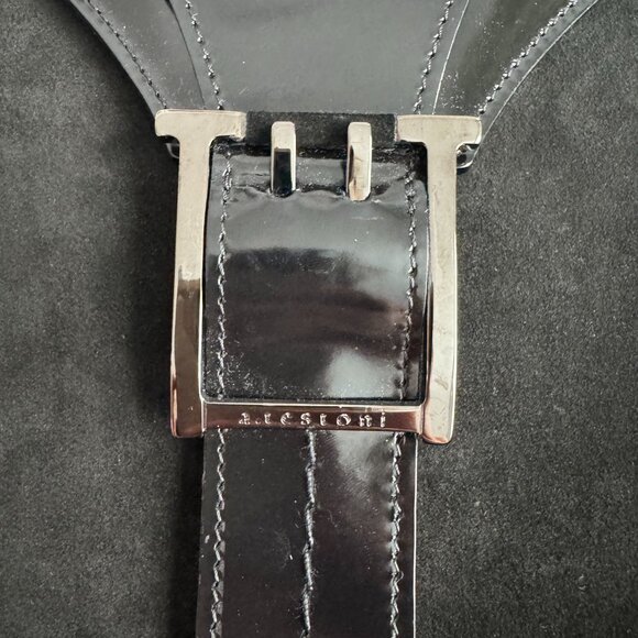 A. Testoni Suede And Patent Leather Black Shoulder Bag - Picture 6 of 15